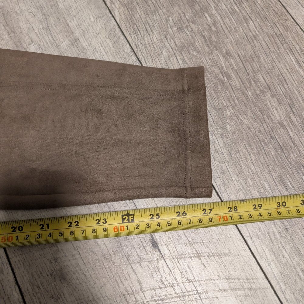 Ivanka Trump Taupe Faux Suede High Rise Leggings Size Large Mint Condition - Picture 10 of 10